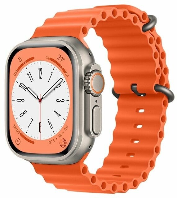 Спортивный силиконовый ремешок "Ocean Band" для Apple Watch Series 1-8 и Ultra - 42/44/45/49 мм (эпл вотч), оранжевый