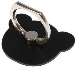 Держатель-подставка с кольцом для телефона LuazON, в форме "Мишки", чёрный