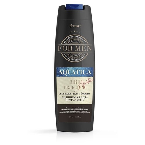 Витэкс For Men Aquatica 3 в 1 Гель-душ для для мытья волос, тела и бороды, 400 мл