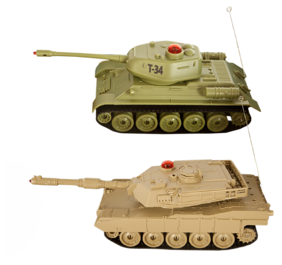 Набор техники Пламенный мотор Танковый бой Т34 - Abrams M1A2 870236, 1:32, 22 см, бежевый