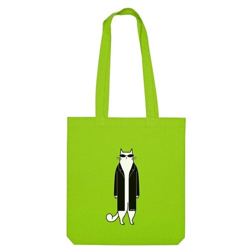 Сумка шоппер Us Basic, зеленый мужская футболка кот в пальто l белый