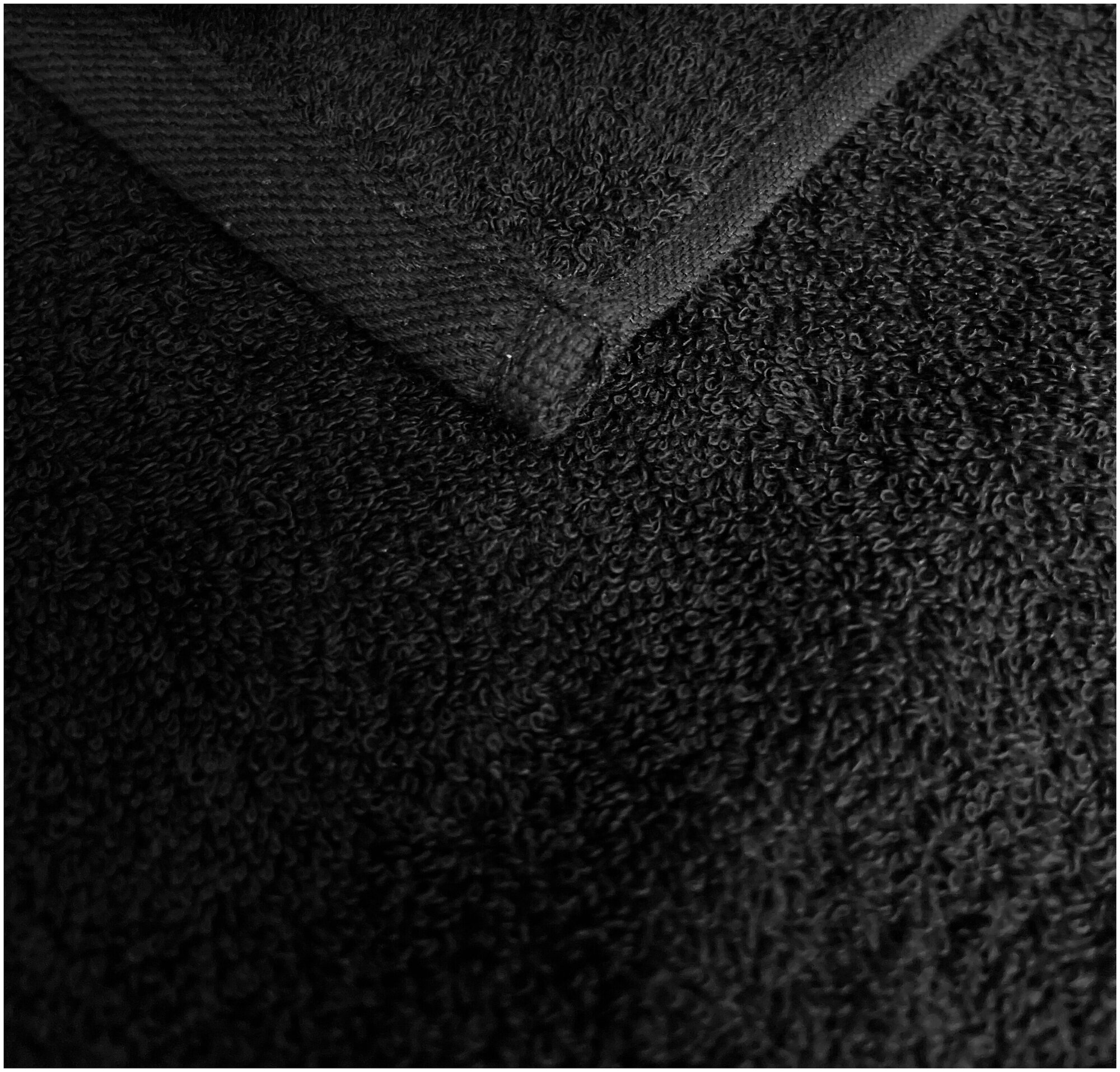 Полотенце махровое черное 70х140 см банное 400 г/кв.м, Вышневолоцкий текстиль, 100% хлопок - фотография № 4
