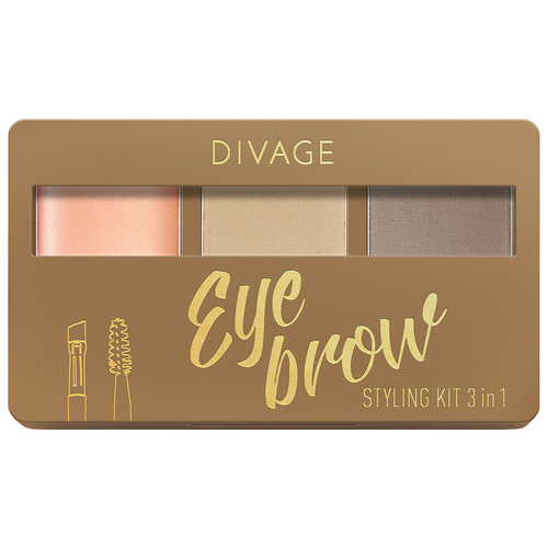 Набор для бровей Divage Eyebrow Styling Kit, с воском, тон 01, 6г