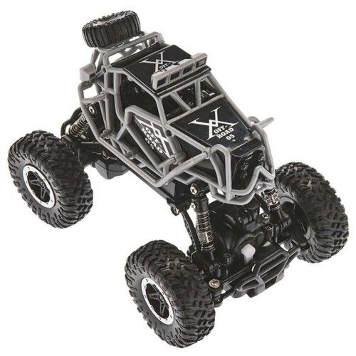 1toy Драйв, раллийная машина бигвил на р/у, 2,4GHz, 4WD, масштаб 1:43, скорость до 14км/ч, курковый пульт, амортизаторы, с АКБ, серо-черный