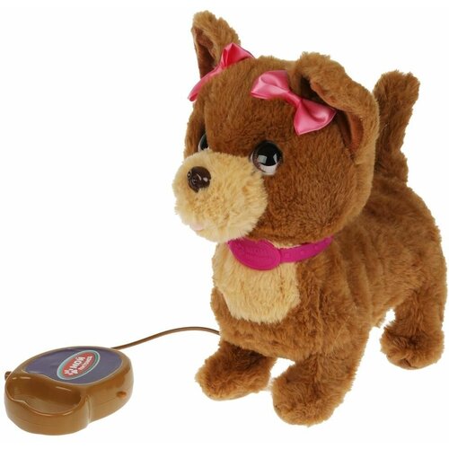 Интерактивная мягкая игрушка Щенок виолетта 22см с пультом-поводком JX-14233