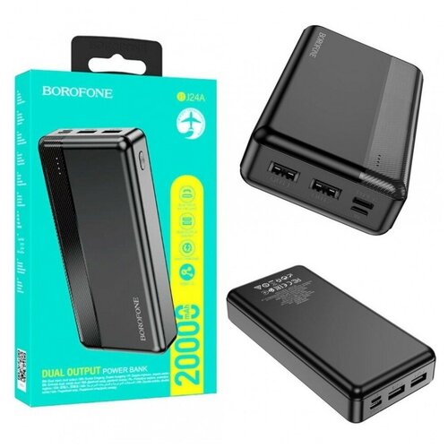 Внешний аккумулятор Borofone Power Bank BJ24A 20000mAh Black 6974443385137 внешний аккумулятор borofone power bank bj3a minimalist 20000mah black