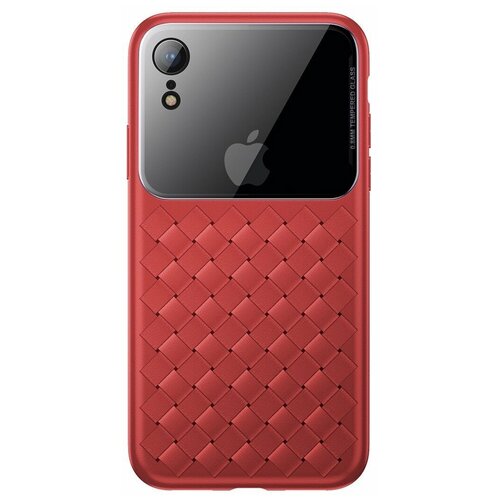 фото Чехол накладка baseus glass & weaving case for ip xr 6.1inch red