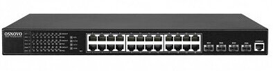 Коммутатор Osnovo SW-24G4X-1L (L3) 28x1Гбит/с 4SFP+ 24PoE 400W управляемый