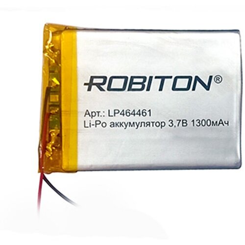 аккумулятор robiton lp464461 3 7в 1300мач pk1 1шт Аккумулятор Li-Pol Robiton LP464461 литий-полимерный 3.7 В плоский 1300 мАч размер 4.6х44х61 мм с защитной платой