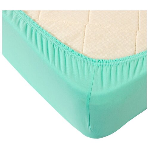 фото Простыня текс-дизайн трикотажная на резинке 200 х 200 мятный