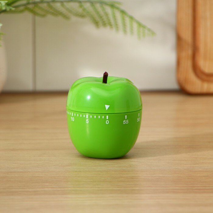 Таймер механический Доляна «Яблоко», цвет зелёный, 474396