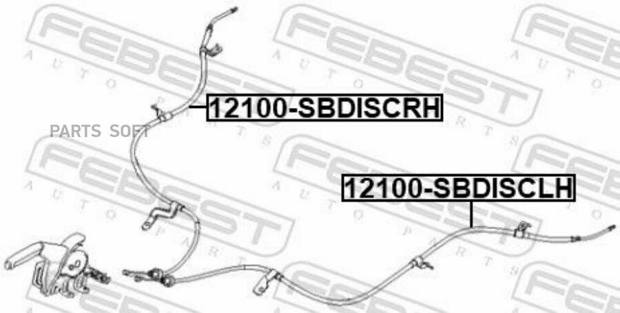12100SBDISCRH FEBEST Трос ручного тормоза KIA RIO/HYUNDAI SOLARIS прав. диск.