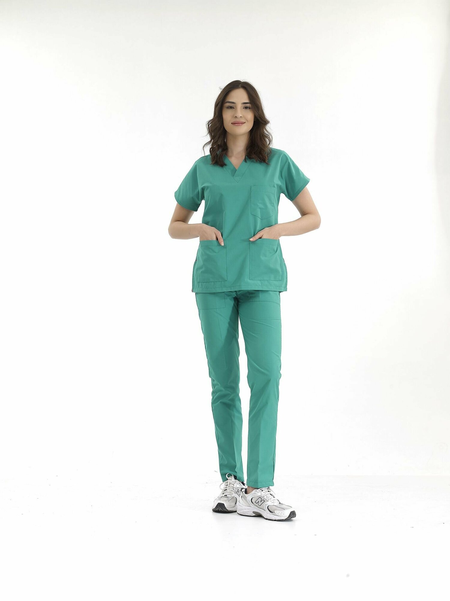Медицинский костюм женский стрейч зеленый, до больших размеров, Сizgimedikal Uniforma, Турция