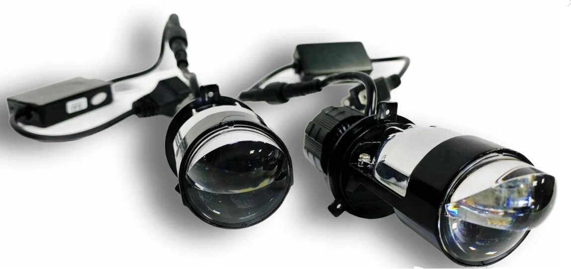 Светодиодные лампы H4 с линзой LED A82 ближний и дальний свет мини bi-led линзы комплект 2 шт.