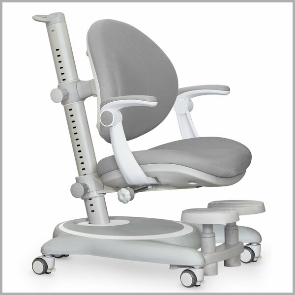Растущее детское кресло для дома Ortoback Plus Grey (арт. Y-508 G Plus) для обычных и растущих парт + подлокотники + подставка для ног + чехол