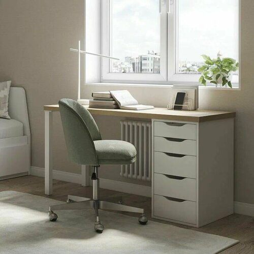 Стол письменный ГУД ЛАКК Ингар, 5 ящиков, 140х75х55 см, дуб беленый