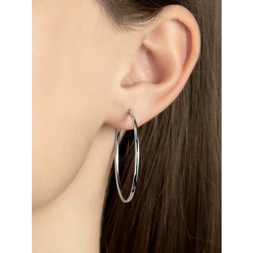 Серьги конго Argentum серебро 925 проба родирование фианит размер 10 мм длина 15 см серебристый 2080₽