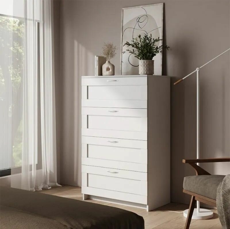 Комод ГУД лакк "сириус", 4 ящика, 123.4 x 41.2 x 78.2 см, цвет: белый RU — фото 1