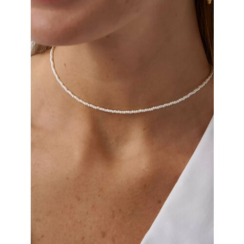 Чокер, длина 36 см, фиолетовый, белый, бежевый