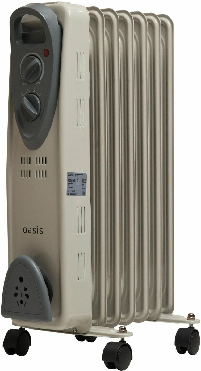 Масляный радиатор OASIS UT-10  с терморегулятором  1000Вт  5 секций  3 режима  серый