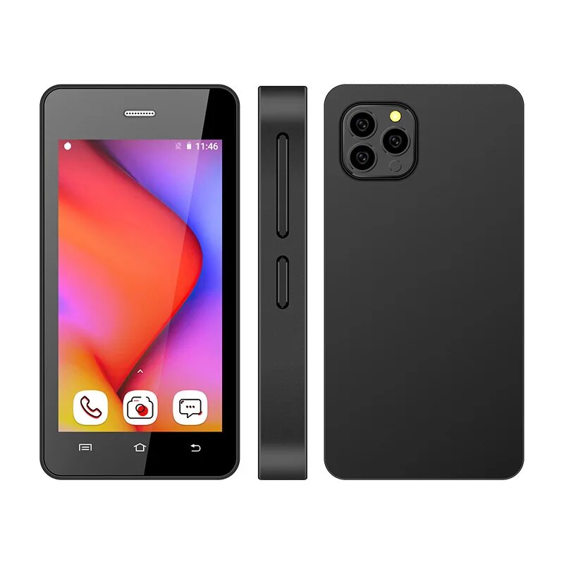 Melrose S9 Pro Супер Мини-телефоны 3-дюймовый ультратонкий четырехъядерный мобильный телефон 2 ГБ + 16 ГБ 5 МП 1000 мАч 3G Компактный мини-смартфон Android, Официальный стандарт, Кнопочный телефон, Черный, 2ГБ, 16ГБ, Новый