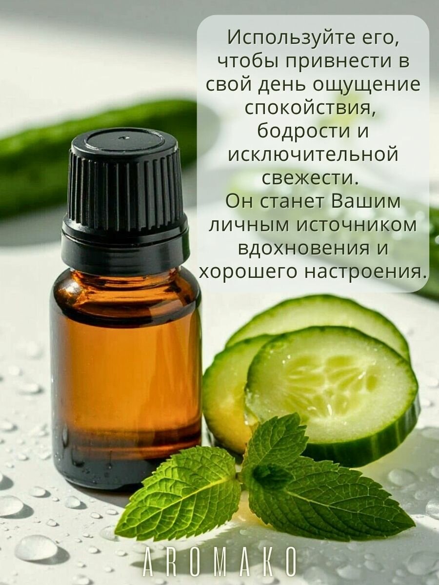 Аромамасло с капельницей Мятный Огурчик(огурец с мятной ноткой) 5 мл AROMAKO, для диффузоров, увлажнителей — фото 1