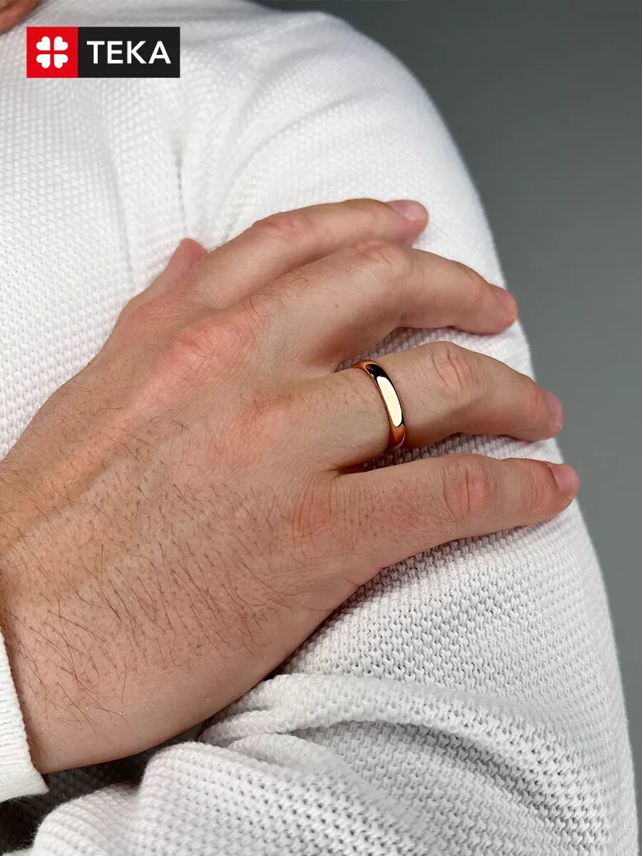 Кольцо обручальное TEKA, размер 18, ширина 3.5 мм, золотой — фото 1
