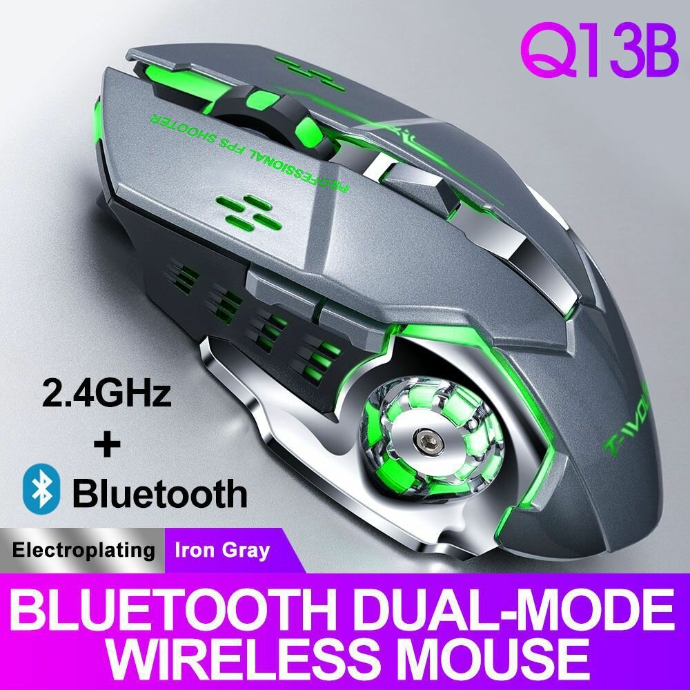 Q13B беспроводная мышь с двойным подключением Bluetooth серая перезаряжаемая игровая офисная тихая мышь