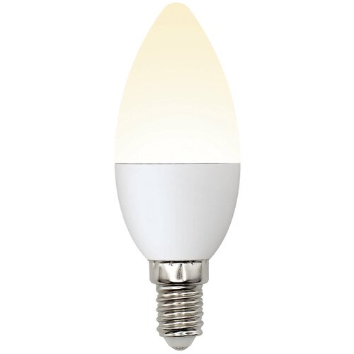 Светодиодная лампа UNIEL LED-C37-6W/WW/E14/FR/MB PLM11WH Форма «свеча», матовая. Серия Multibright. Теплый белый свет (3000K). 100-50-10. Картон. ТМ .