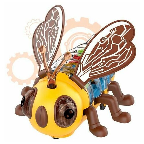 фото Интерактивная игрушка музыкальная пчела с шестеренками, свет, звук, на батарейках 5938b кнр