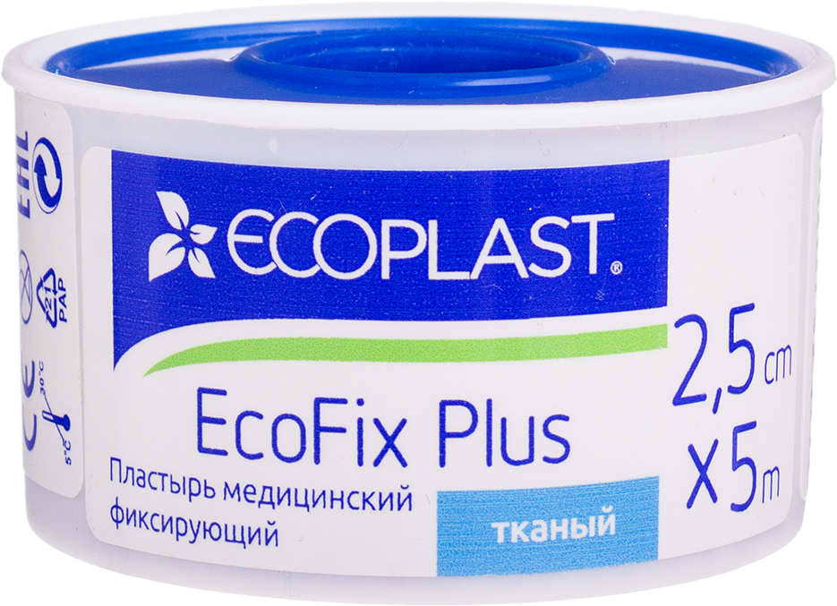 Ecoplast Пластырь EcoFix plus медицинский фиксирующий тканый 2,5 см х 5 м 1 шт