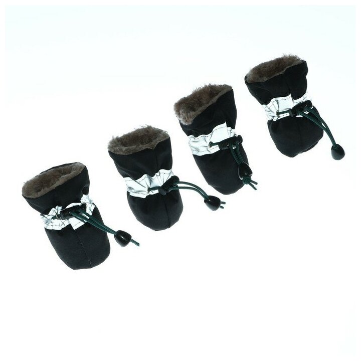 Ботинки для собак "Уют" с утяжкой, набор 4 шт, размер 3 (4, 5 х 3, 5 см), чёрные - фотография № 2