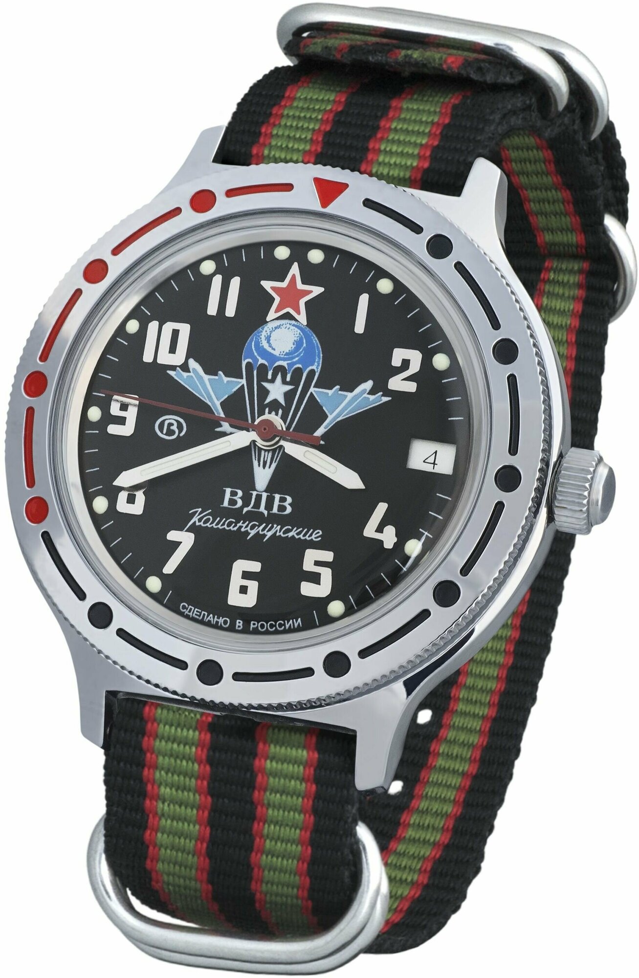Мужские наручные часы Восток Командирские 921288-multicolor, нейлон, мультиколор