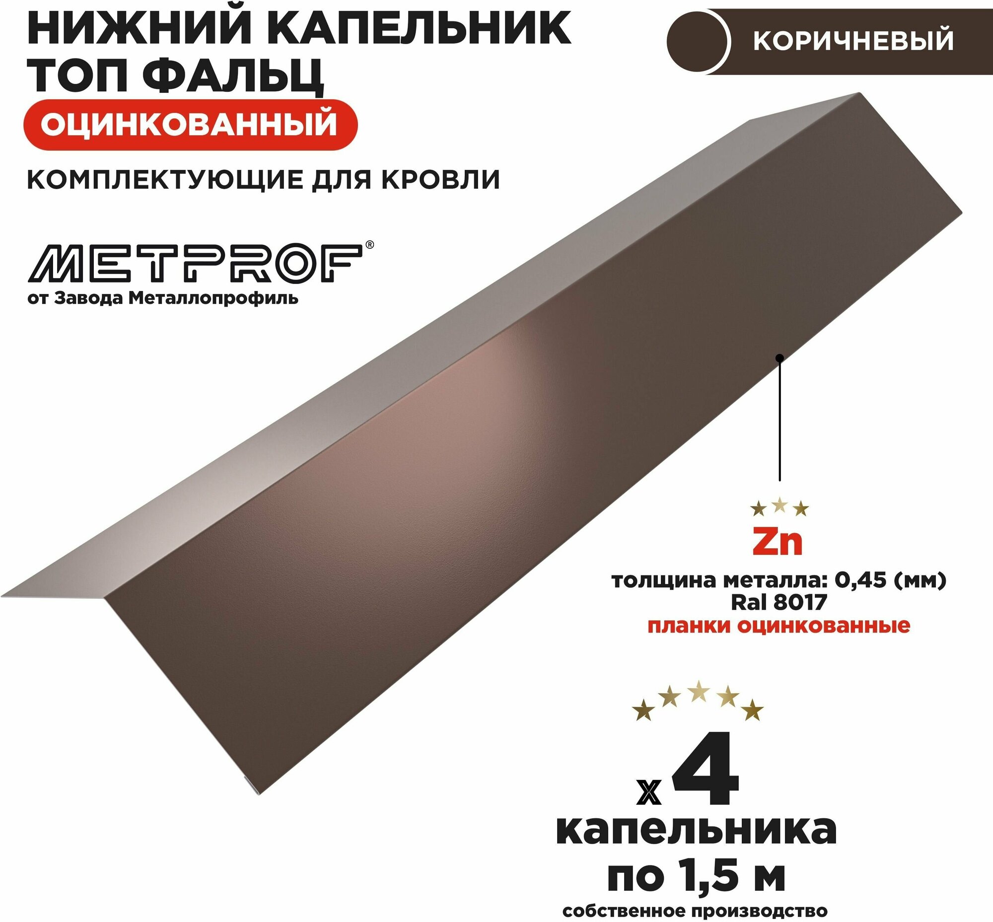 фото Нижний капельник для фальцевой кровли топфальц 4 штуки в комплекте. Длина 1.5м RAL 7024 Серый графит