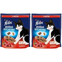 Сухой корм для кошек Felix Двойная вкуснятина с мясом 600г 2 шт