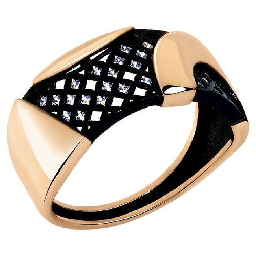 фото Кольцо rusgoldart, красное золото, 585 проба, фианит, размер 18.5, золотой, красный