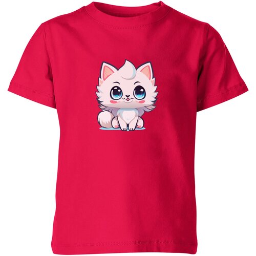 мужская футболка милый котёнок с сердцем 2xl белый Футболка Us Basic, размер 4, розовый