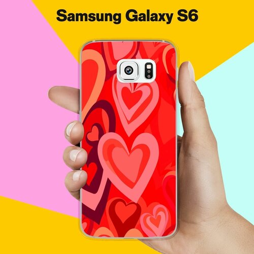 Силиконовый чехол на Samsung Galaxy S6 Красные Сердца / для Самсунг Галакси С6