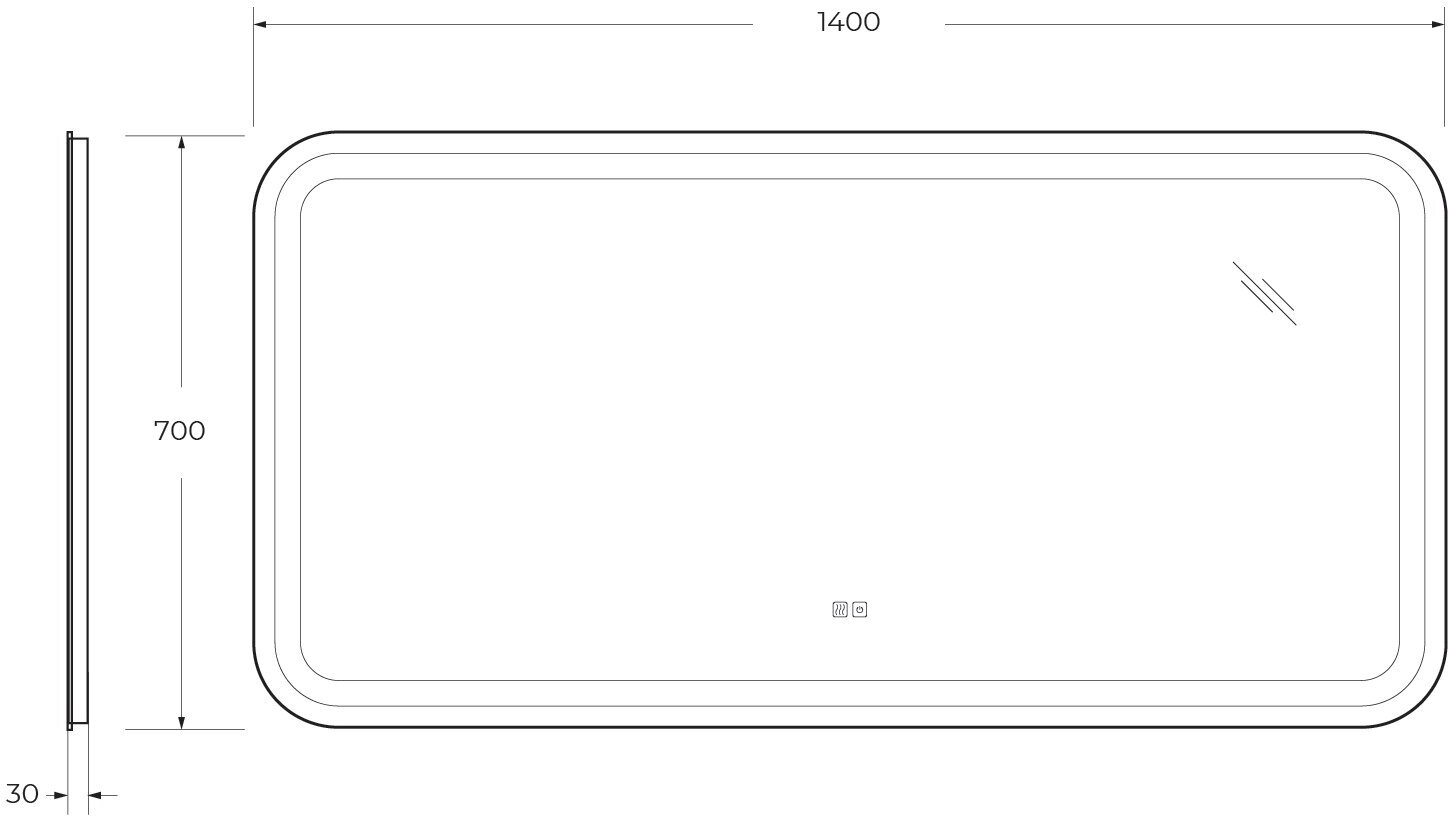 Зеркало со встроенной подсветкой, сенсорным выключателем и подогревом CEZARES CZR-SPC-STYLUS-1400-700-TCH-WARM - фотография № 9