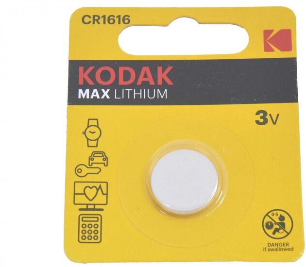 Батарейка Kodak MAX CR1616 BL1 Lithium 3V, 1 шт