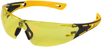 Очки защитные открытые Denzel поликарбонатные, желтая линза, 2х комп.дужки 89192