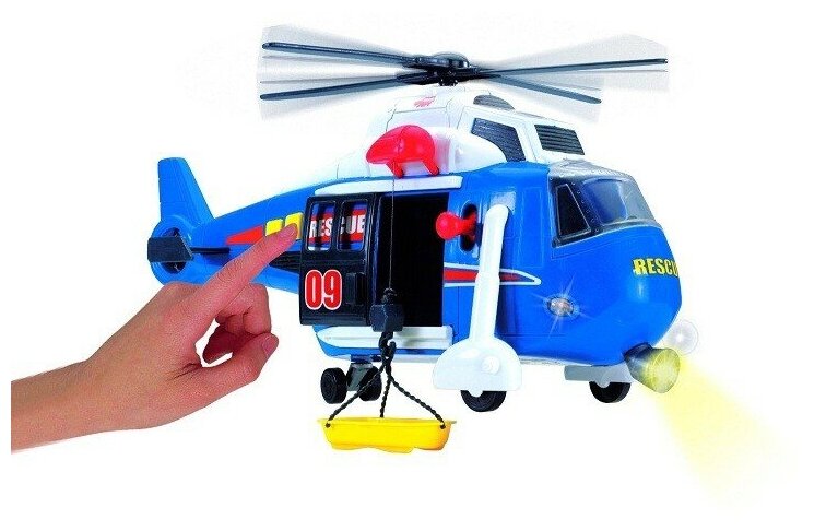 Вертолет Dickie Toys Спасательная служба с лебедкой, звуковыми и световыми эффектами, 32 см (3308356) - фото №9