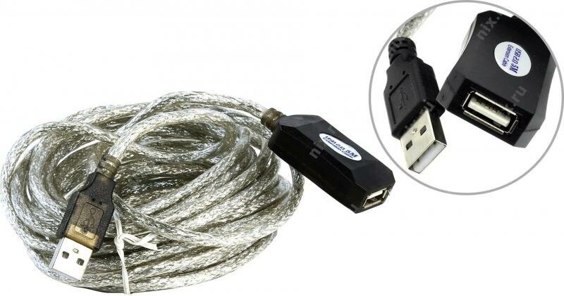 Удлинитель Aopen USB - USB (ACU823), 5 м, бесцветный - фото №14