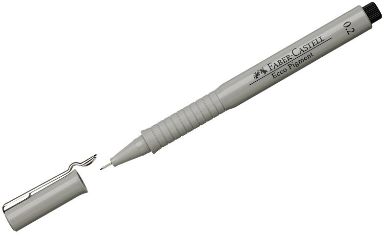 Комплект 10 шт, Ручка капиллярная Faber-Castell "Ecco Pigment" черная, 0.2мм