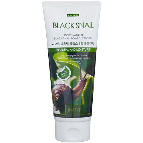 JIGOTT Пенка очищающая с экстрактом слизи черной улитки Natural Black Snail Foam Cleansing, 180 мл