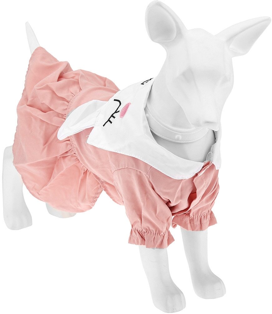 "Пэт тойс (Pet toys)" Одежда для собаки "Платье" "Зайка" с принтом, с вышивкой, на кнопках р-р XS, цвет-розовый, 100% полиэстер - фотография № 9