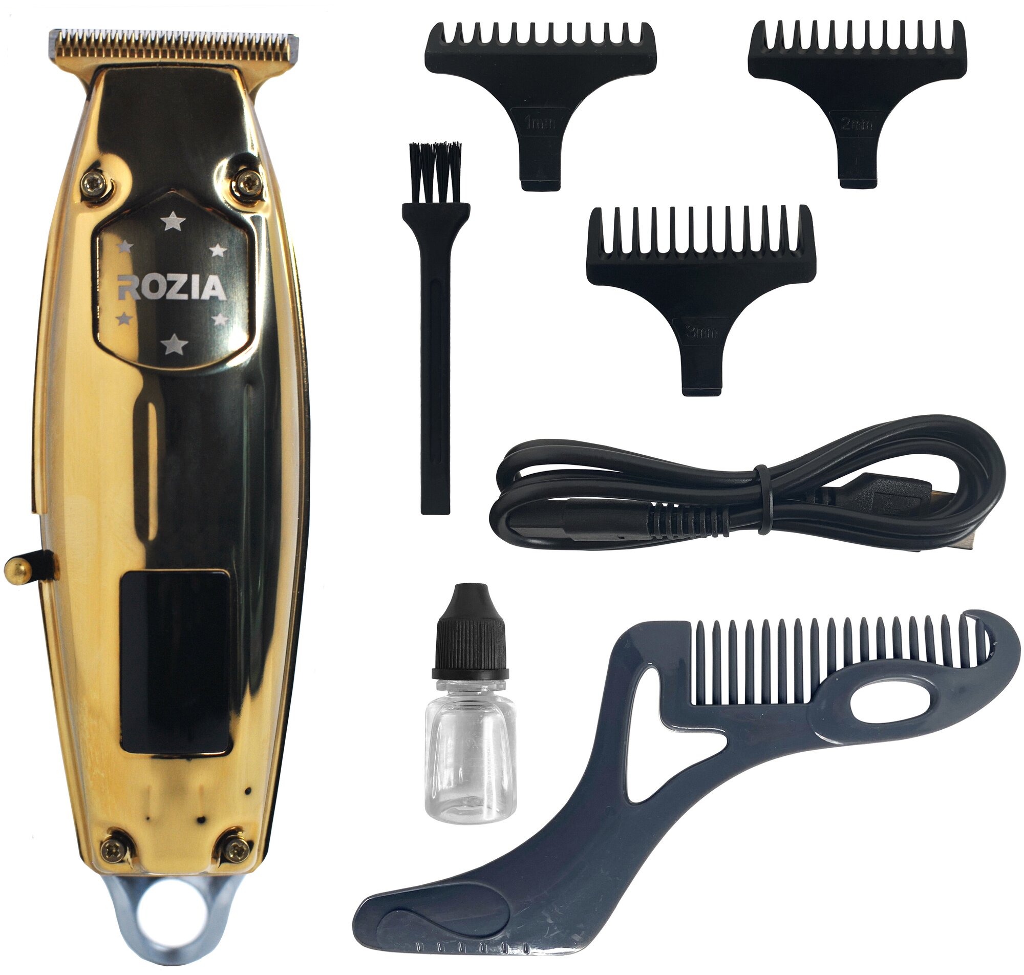Профессиональный триммер Rozia, Электрическая машинка для стрижки волос Rozia, золотого цвета