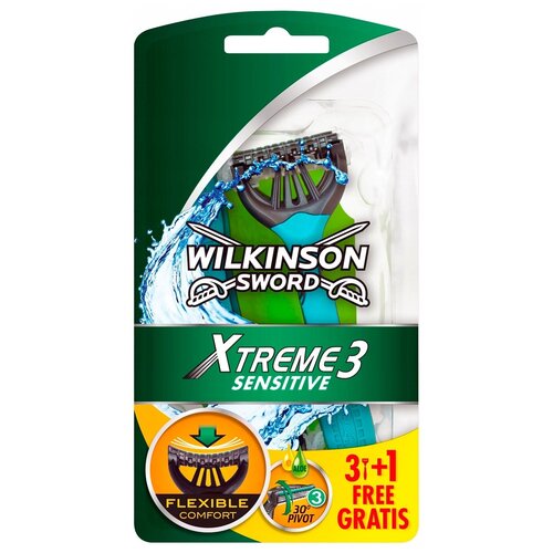 Одноразовый бритвенный станок Wilkinson Sword Xtreme 3 Sensitive (3+1) wilkinson sword xtreme 3 beauty sensitive бритвенный одноразовый станок 8 шт