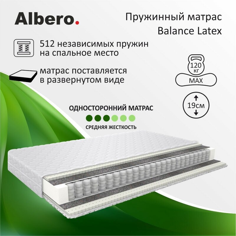 Матрас пружинный, Albero Balance Latex 80-190