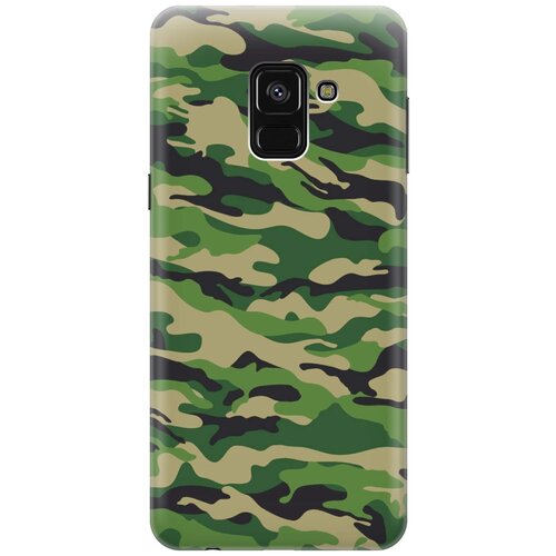 фото Gosso ультратонкий силиконовый чехол-накладка для samsung galaxy a8+ (2018) с принтом "темно-зеленое хаки"